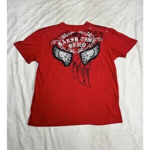 Vtg Y2K Harsh Time Cyper Gothic Wings Skull Graphic T-Shirt Size XL - 2XL